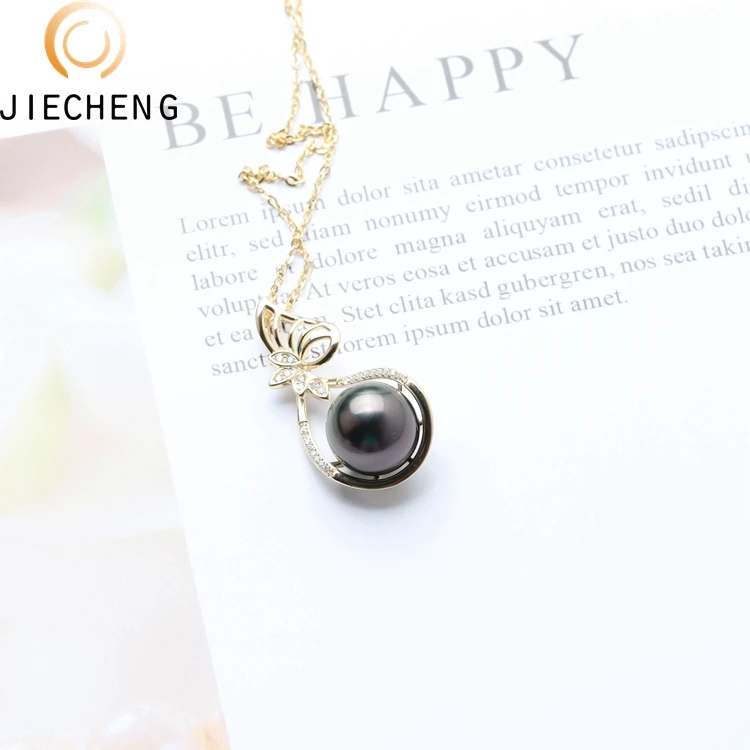 11-12mm AAA wholesale 925 sterling silver tahiti pearl jewelry pendant necklace