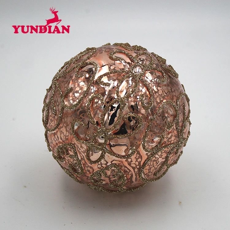 Factory Wholesale Hand Blown Holiday Decorative Round Beautiful Hanging Baubles Glass Christmas Tree Ball Ornaments