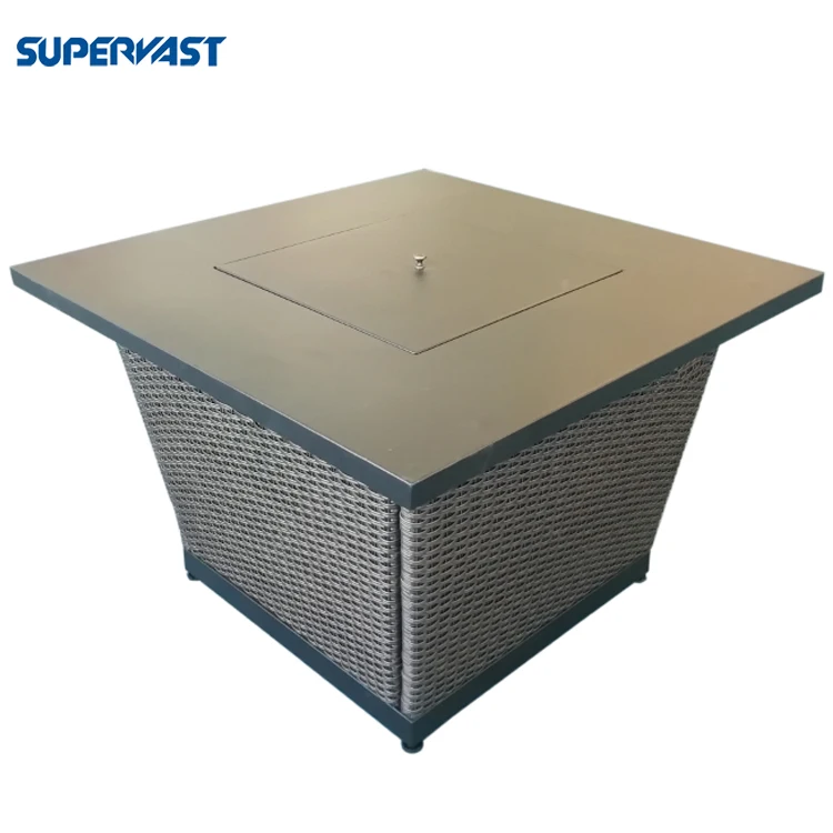 5PC Outdoor C Spring Wicker Motion Gas Fire Pit Cushion Furniture Set