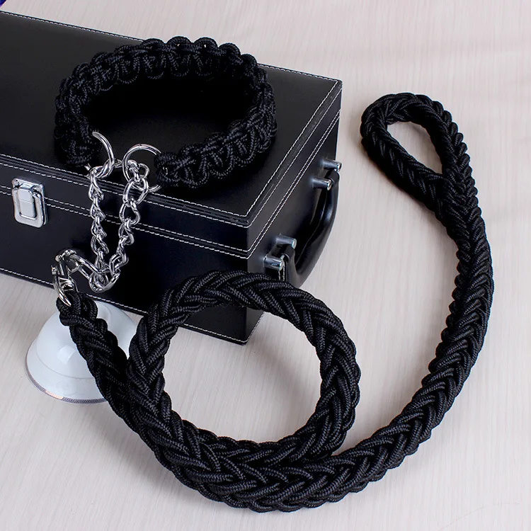 2021 Upgraded two-color collar hachiko braided  dog leash
