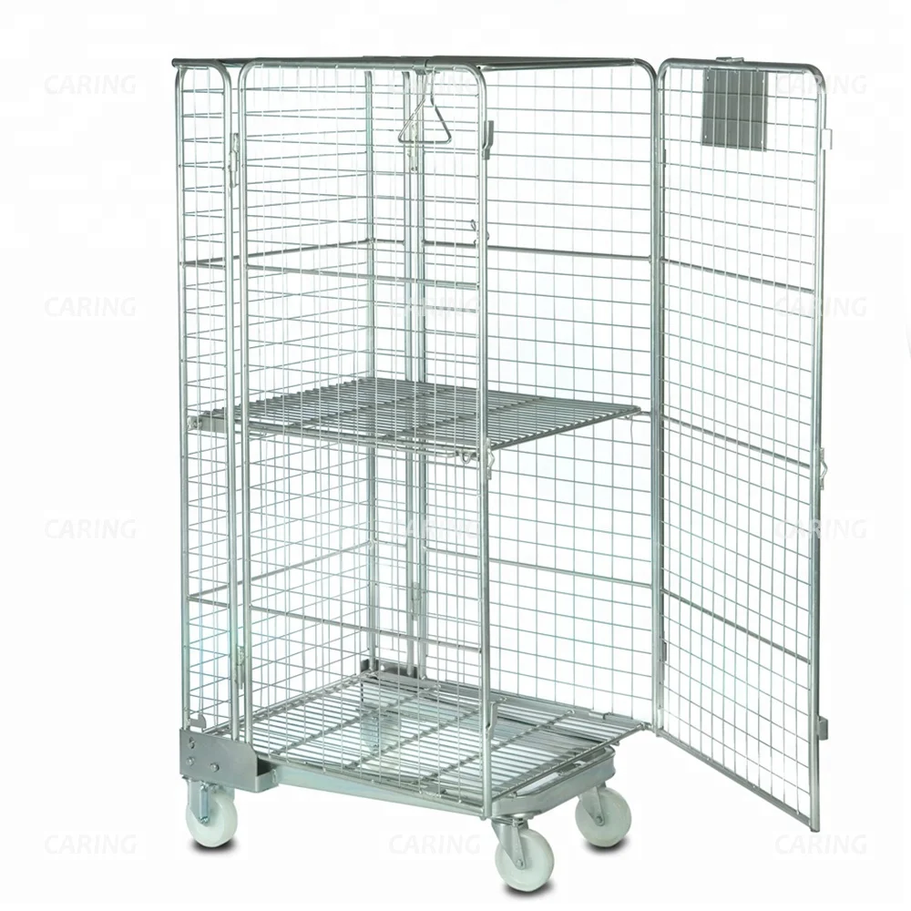Cargo Security 4-sides Metal Wire Mesh Roll Container for Warehouse