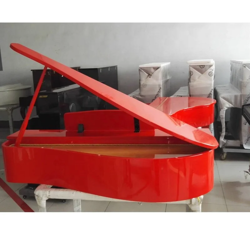 Digital Piano Red 88 Keys with Pedals Melamine Board LCD Display Durable Polished