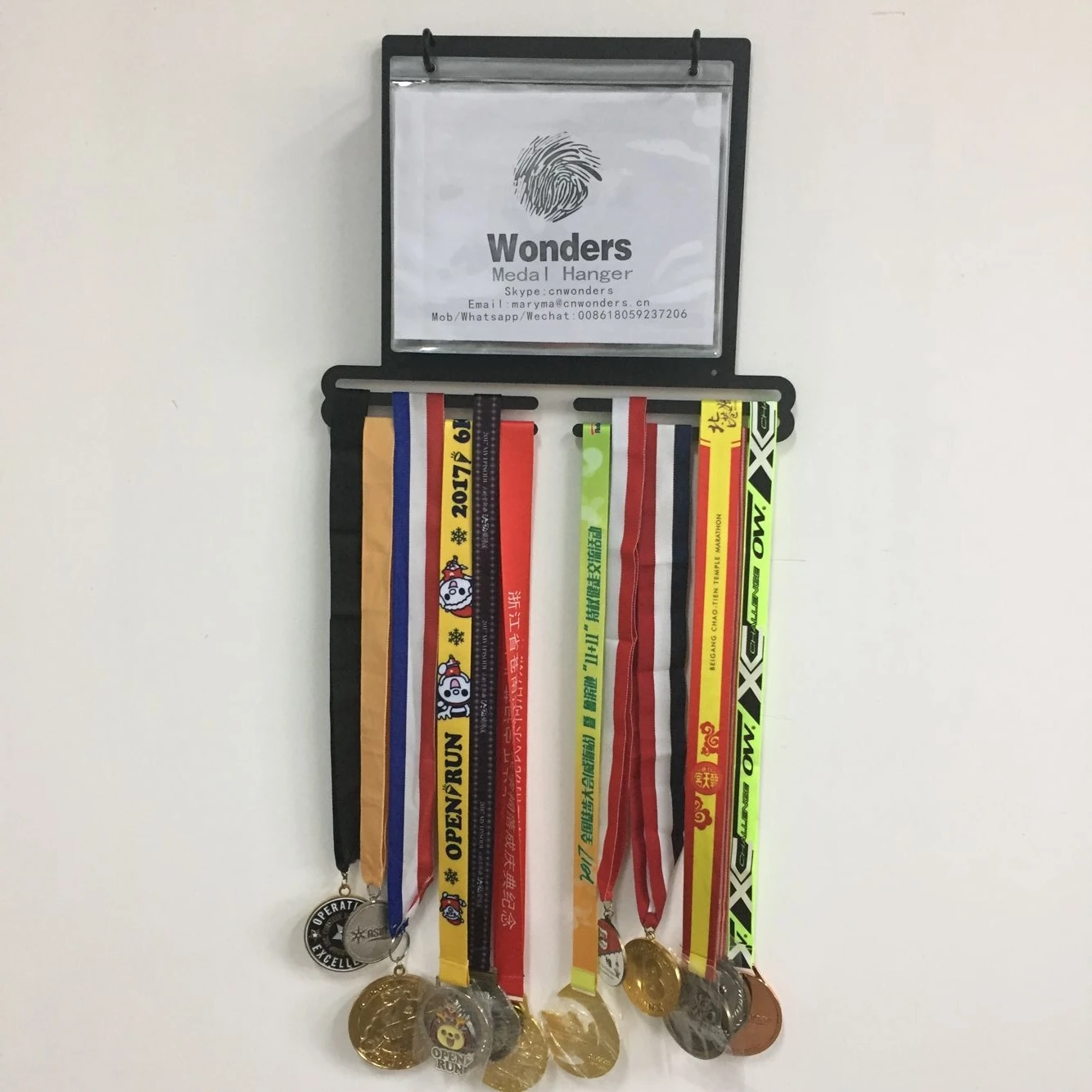 Marathon running race bib holder display