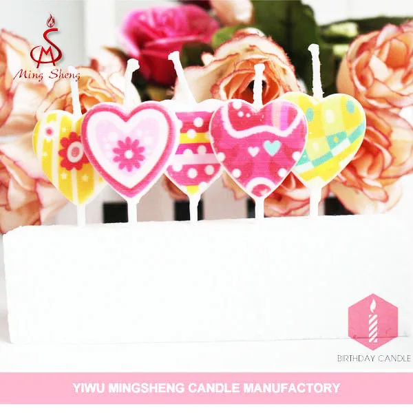 5pcs heart shape fancy cake candles birthday