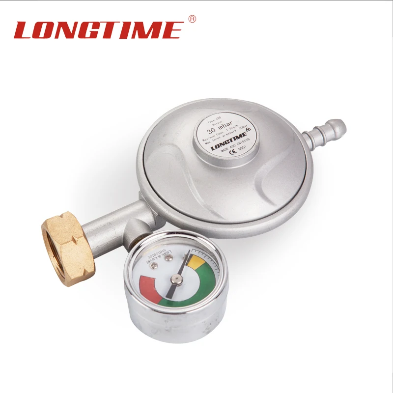 CE Certified Barbecue Grill Parts 37mbar 50mbar LPG Cooking Gas Regulator with meter