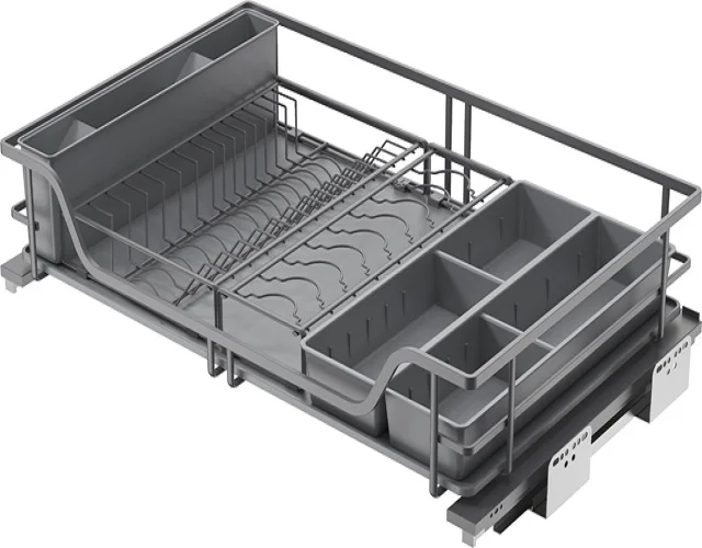 Kitchen basket 4-sided plate holder-soft closing