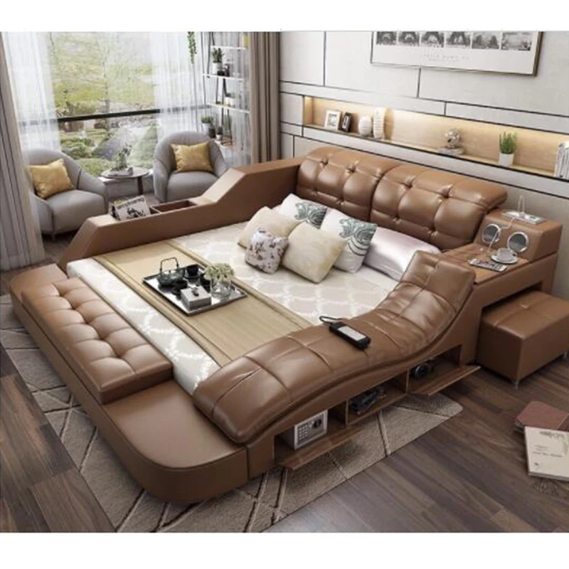 multifunctional massage music with storage box function  leather bed