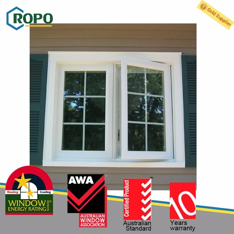 Двойные стекло с низким е Французский створки окна-конструкция решетки, 2017 последнее окно гриль дизайн