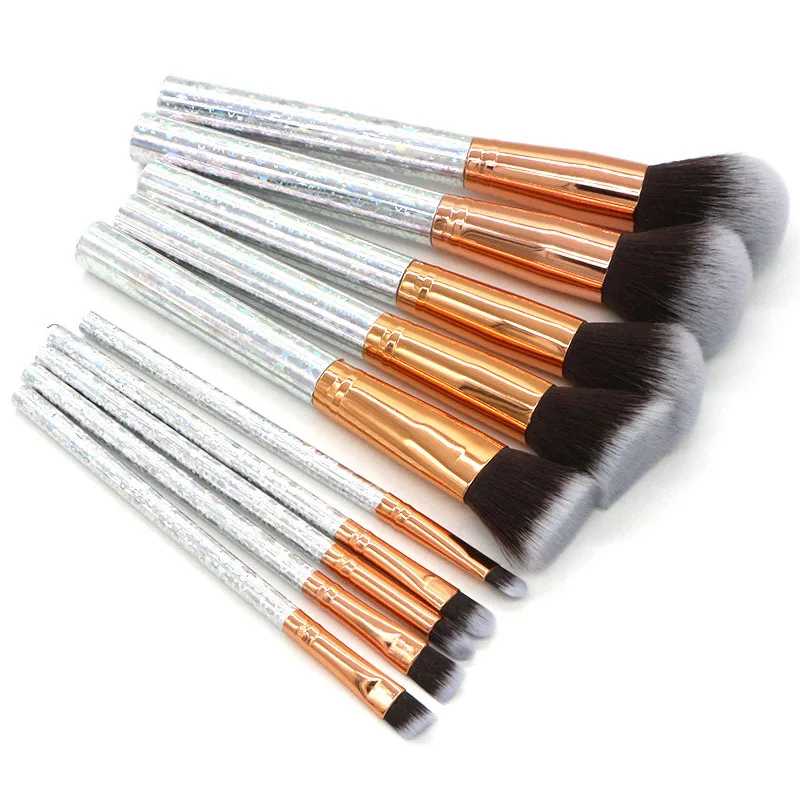 10pcs brown vegan foundation brush set makeup brush with bag