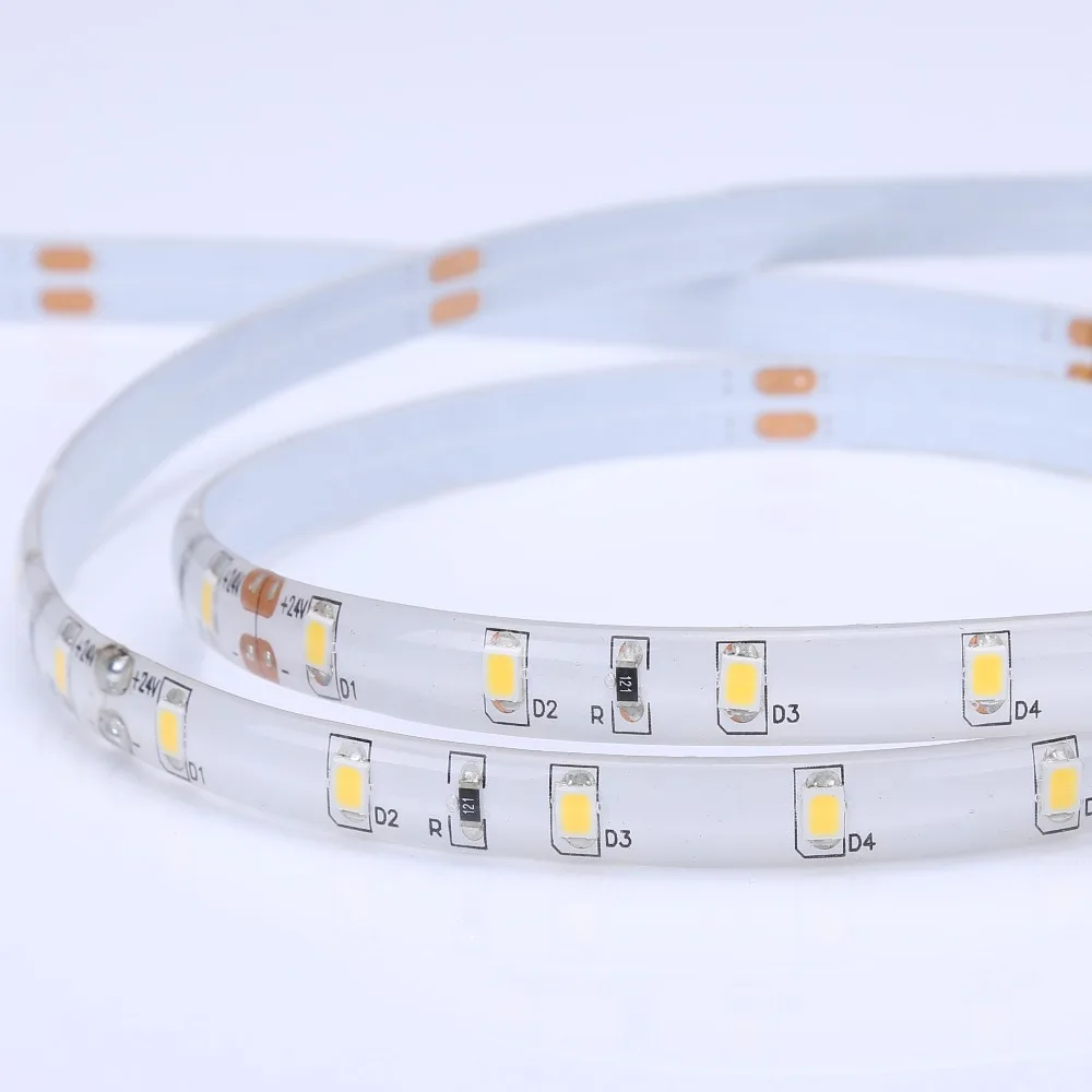 DC24V 120-degree Beam Angle 60leds/m Cool White lightbar 2835 Series IP65 epoxy flexible LED Strip with CE FCC ROHS