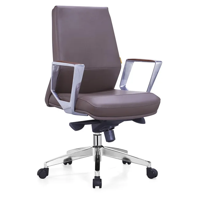 
Wholesale Ergonomic Manager Chair With Luxury Brown Leather Seat 