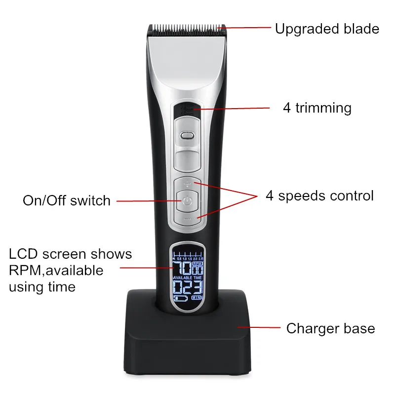 Professional LCD Hair Clipper Salon barber supplies shop equipment hair cutter electric private label trimmer men USB charger