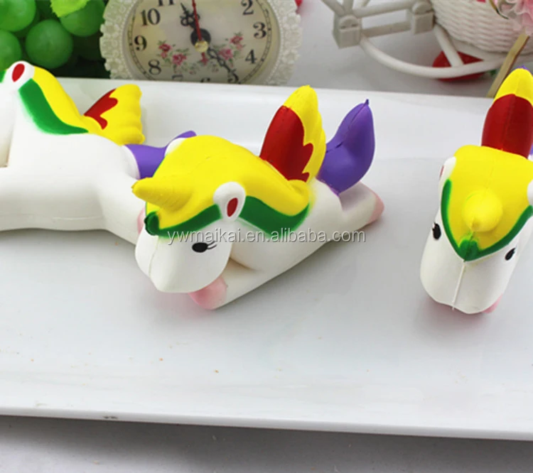 Top quality super soft slow rising toys PU squishy flying horse unicorn for stress release