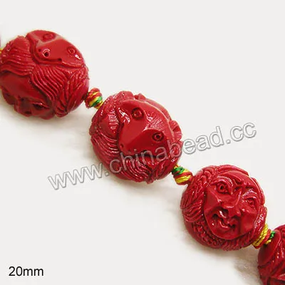 Hot sale hand carved stone beads, red coral jewelry