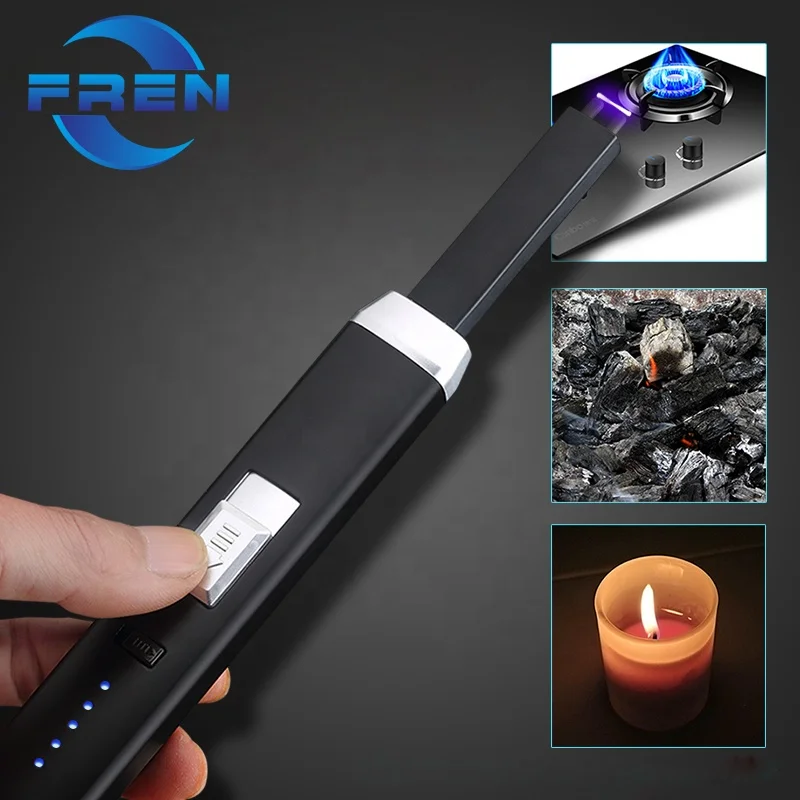 Безопасная зажигалка с USB перезаряжаемая ветрозащитная Зажигалка для кухонной плиты беспламенная электрическая Свадебная без газа