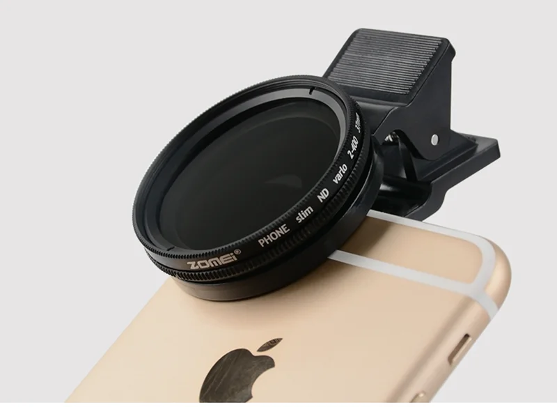 2 in 1 37mm Adjustable Neutral Density Filter ND2-400 with Phone Clip for Most Smartphones