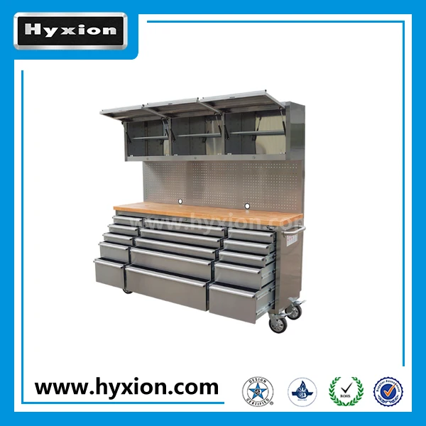 Tool Box Cabinet Garage Metal Workbench Worktable 100lbs Drawer Slide 18 Drawers HTC7218W 3 Years CN;GUA 3pcs Customized,silver