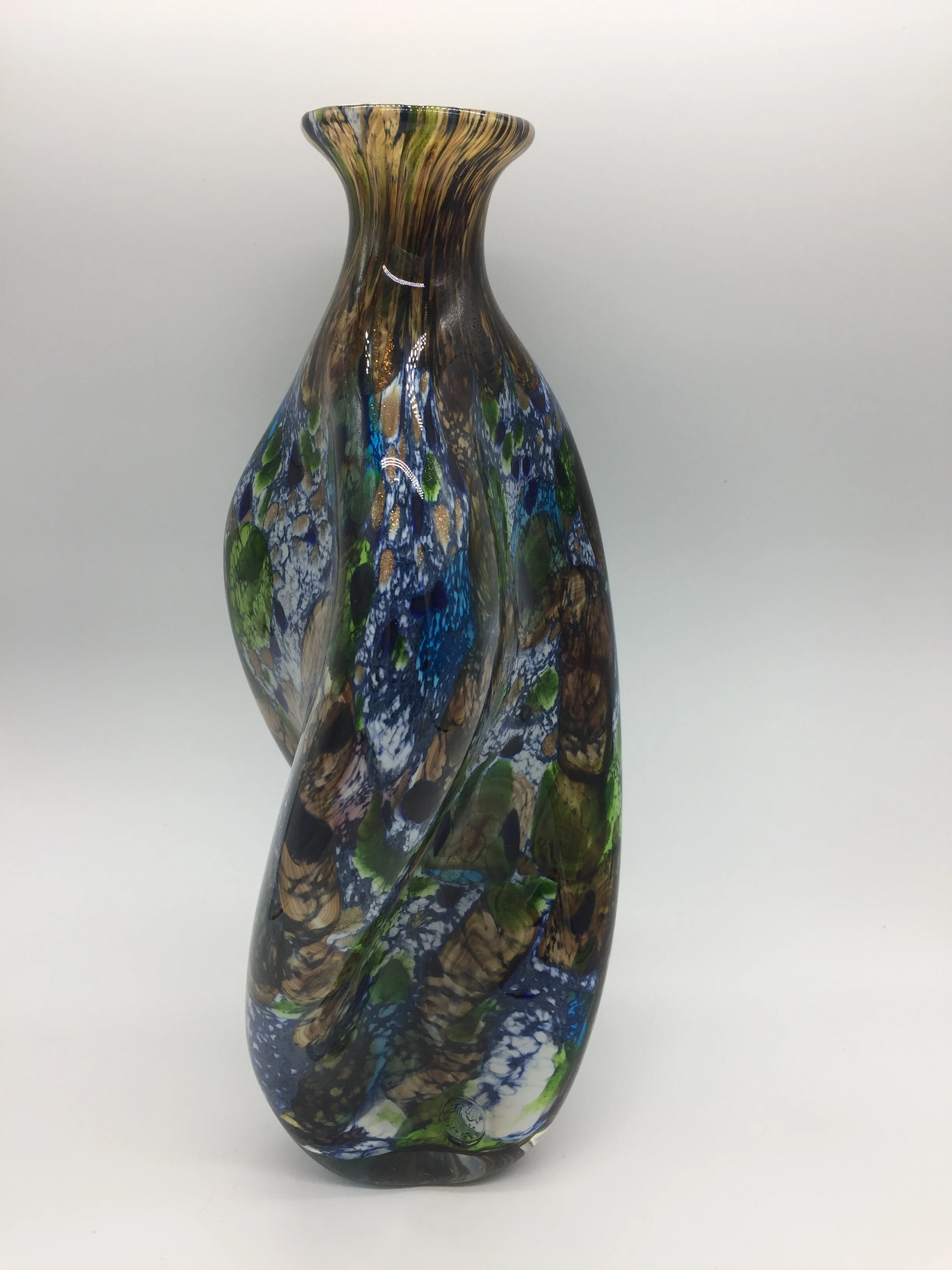 Folk Art Murano Decorative Glass Vase for Home Decor
