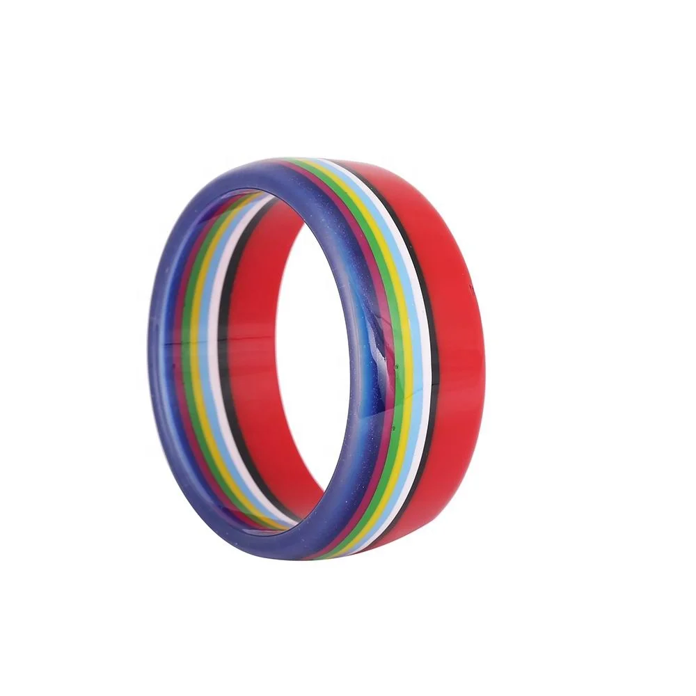 Amazon Explosion Design Cheap Wholesales Price Rainbow Colour Stripe Transparent Base Stripe Resin Bangle