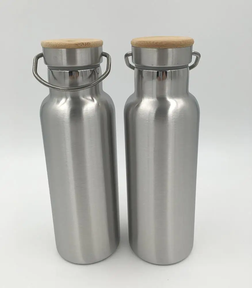 Standard mouth 350ml/500ml/600ml/750ml/1000ml stainless steel insulated sports water bottle with bamboo Lid