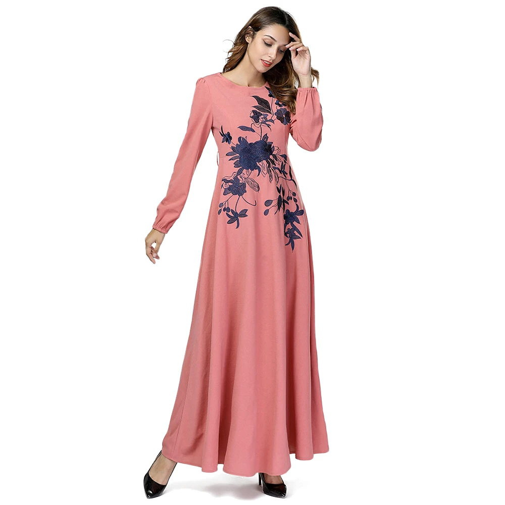 
Zakiyyah 7416 Turkish Clothes Western Style Muslim Bride Dress Arabic Kaftan Design For Women Plus Size Abaya Pink color 