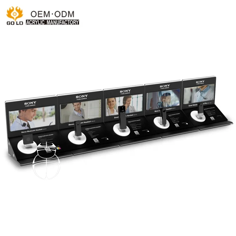 Fashion Style Modern Counter Top Icd Acrylic Blue Tooth Headset Store Display  Rack