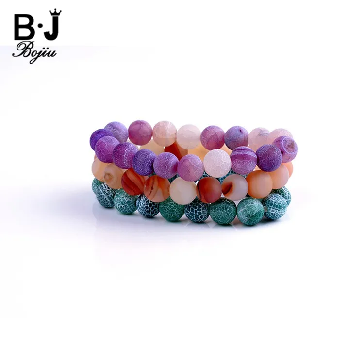 Lava Stone Set Crystal Charm Bead Fashion Jewelry Bracelet Stack For Women