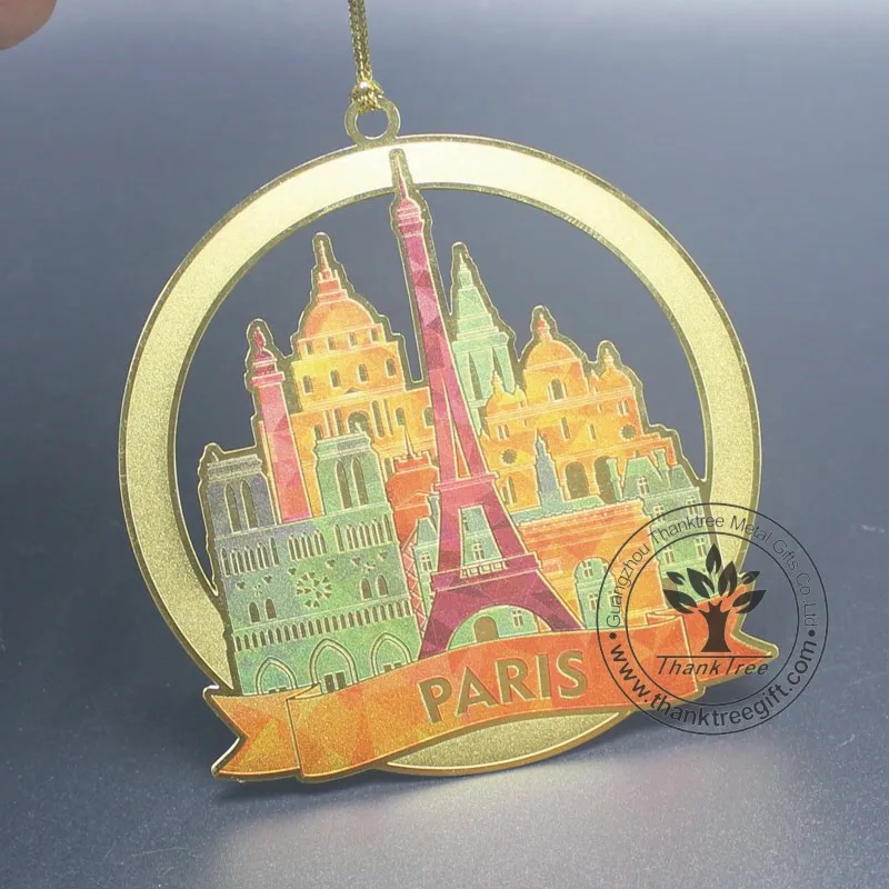 metal collection gift logo printing 3d custom etched brass Christmas ornament