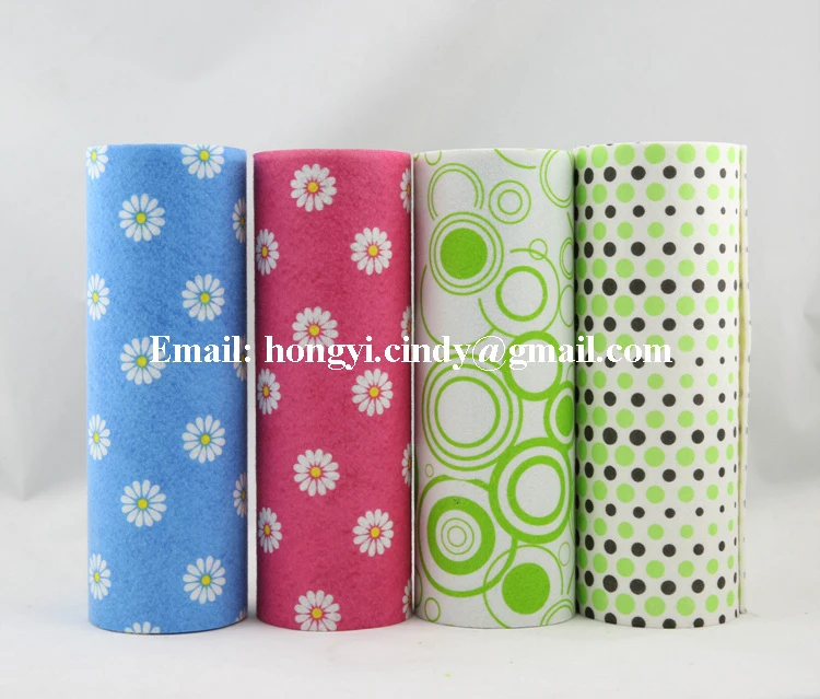 Perforated tear off viscose/polyester super absorbent nonwoven fabric printed kitchen cleaning cloth rolls
