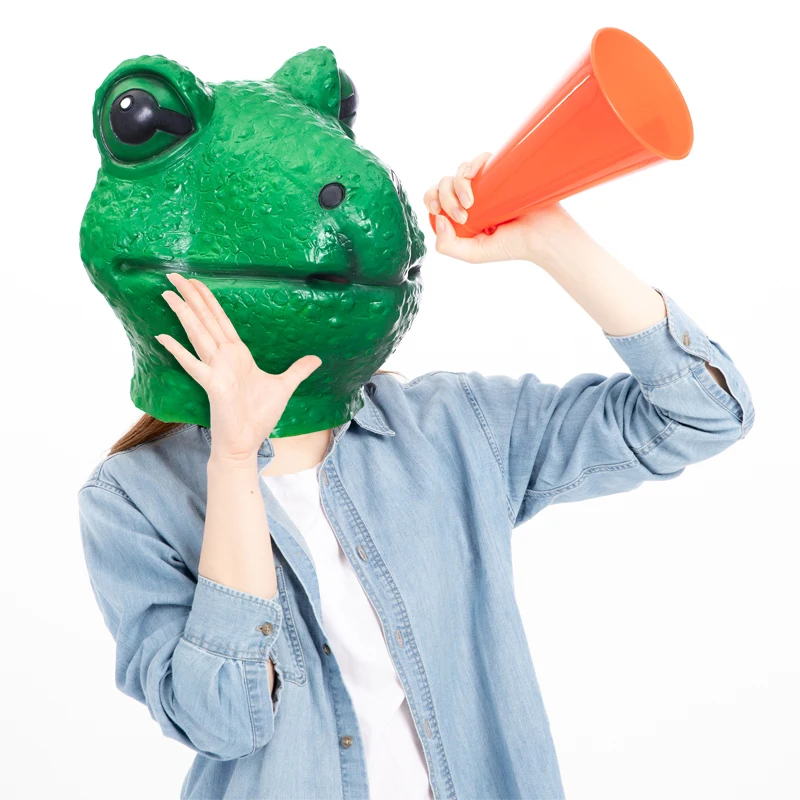 Molezu Factory Sale Novelty Halloween Costume Green Frog Latex Rubber Adult Full Face Animal Mask Halloween Decoration Props