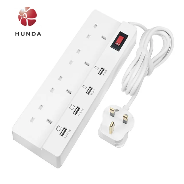 4 AC Outlets USB Charger Surge Protector Extension Socket with Smart 4 USB Output Charging Station for Kindle,Galaxy S7 Edge etc