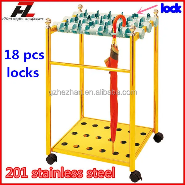 
Shopping mall gold stainless steel umbrella holder with carpet / High quality umbrella holder manufacturer 