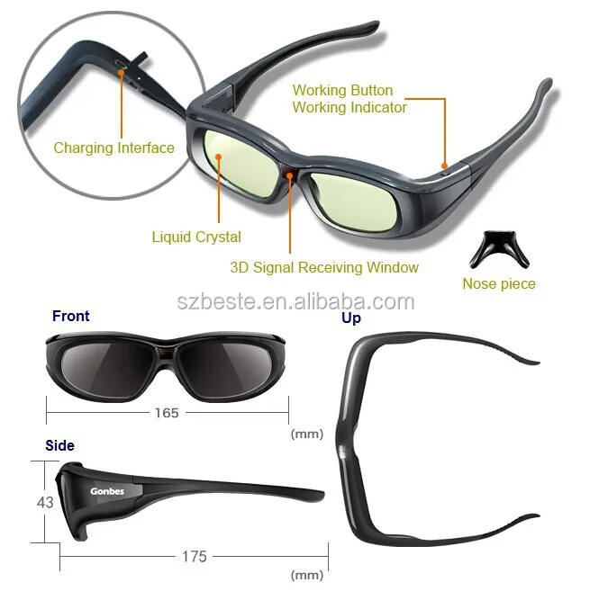 hot sell high tech active shutter 3d glasses