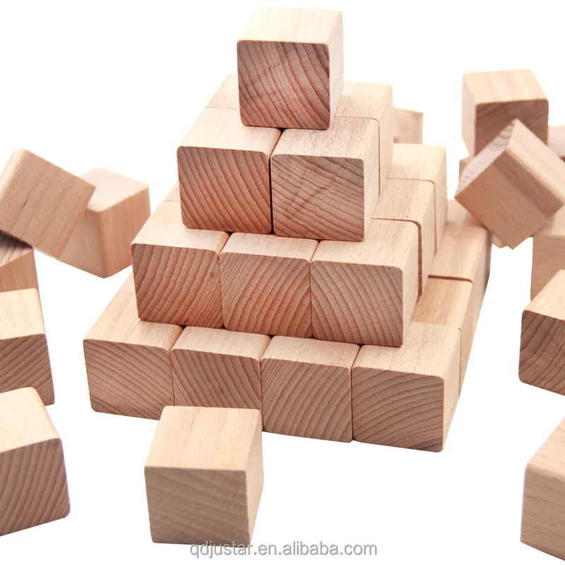 
Natural beech wood cube kids playing block cubes 