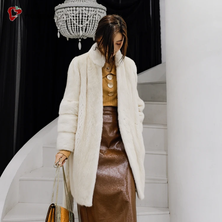 Длинные Роскошные теплые зимние женские длинные плащи из натурального меха норки для женщин