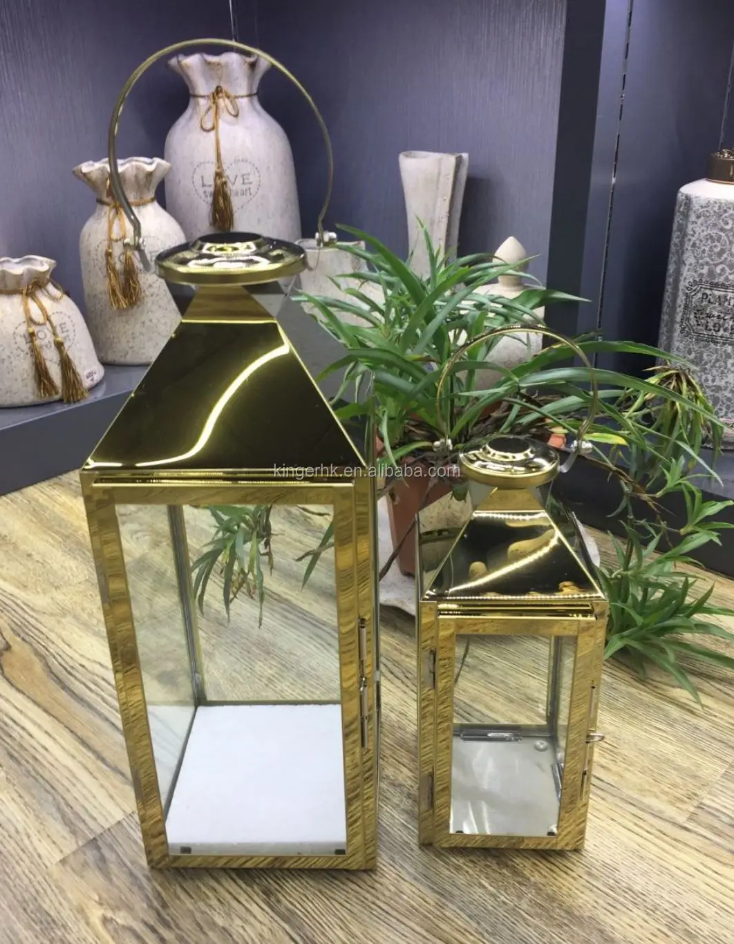 
Stainless steel candle holder lantern metal gold wedding 