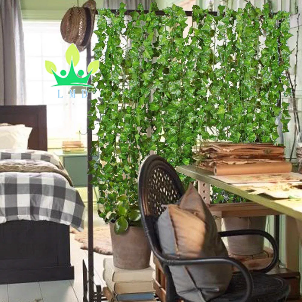 LMD Artificial Hanging Plant,84 Feet Silk English Ivy Vine Garland Arrangement Faux Green Leaves Wreath Home Decor Pack of 12