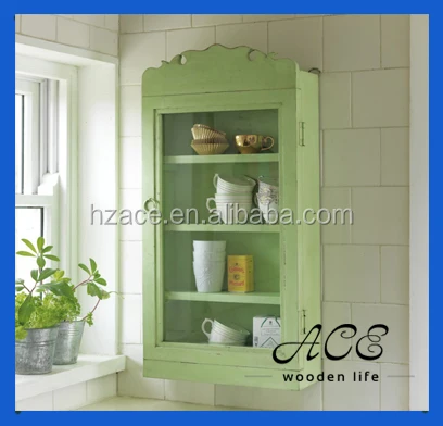 Vintage Looked Solid Wooden Furniture Colorful Painting Wall Cabinet Custom Design MDF Furniture