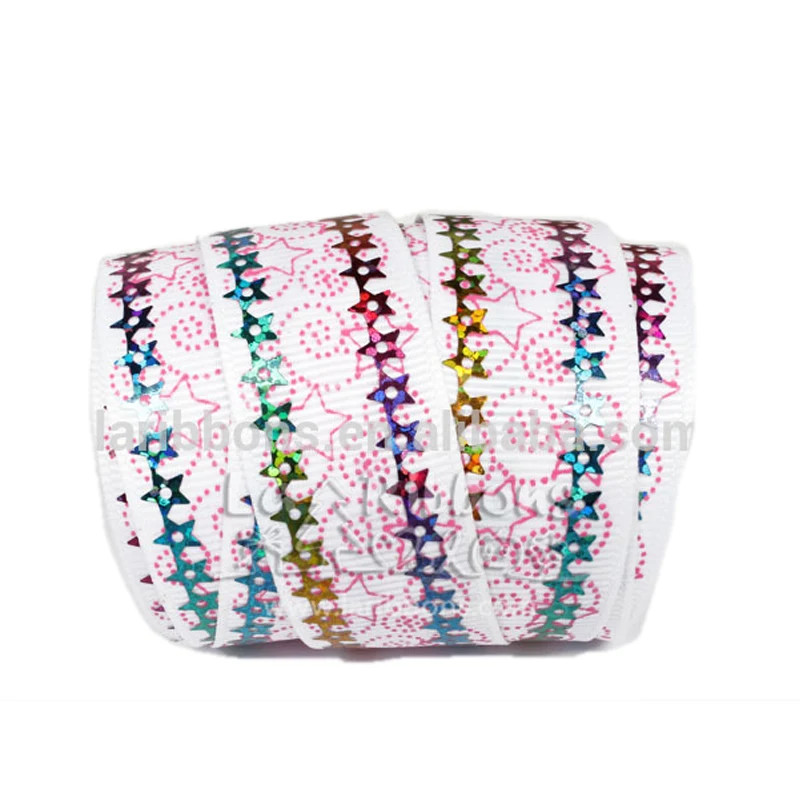 Scrapbooking Sequin foil printing grosgrain ribbon