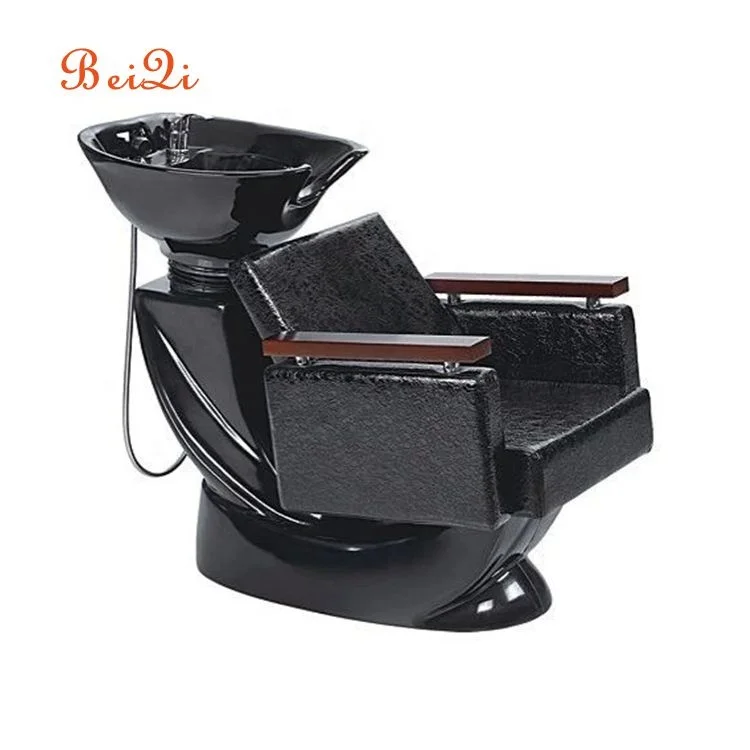 Commercial acrylic lay down washing salon shampoo chair with ceramic bowl