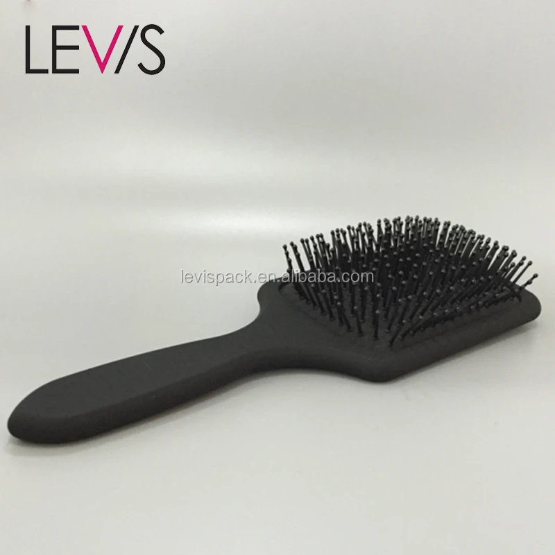 
High class matt black plastic skeleton comb brush with cushion 