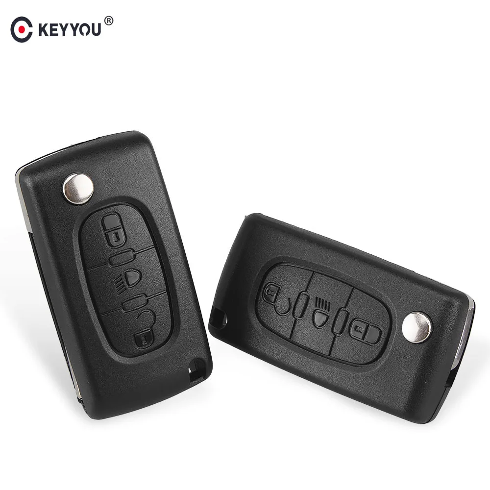 KEYYOU удаленного входа брелок Флип складной чехол 3 кнопки дистанционного брелок для CITROEN C2 C3 C4 C5 C6 C8 CE0523