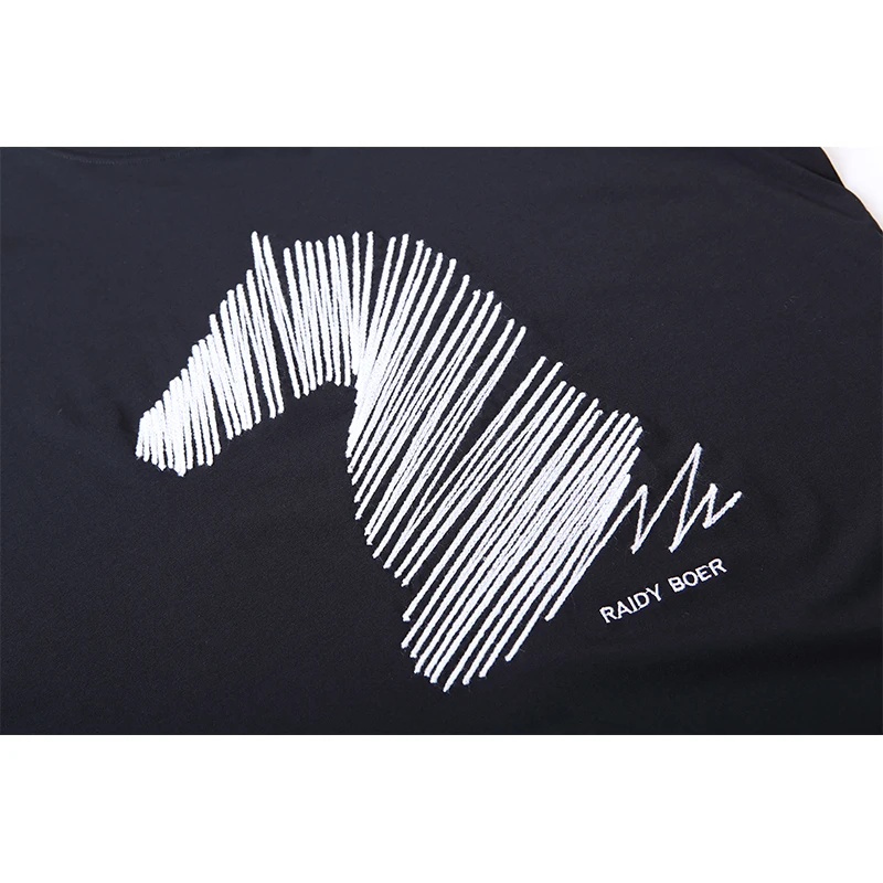 Men Tshirt 100% Cotton T Shirt Embroidery Wholesale Mercerized Cotton Casual Animal Pattern with Pattern Garment DYED Jersey