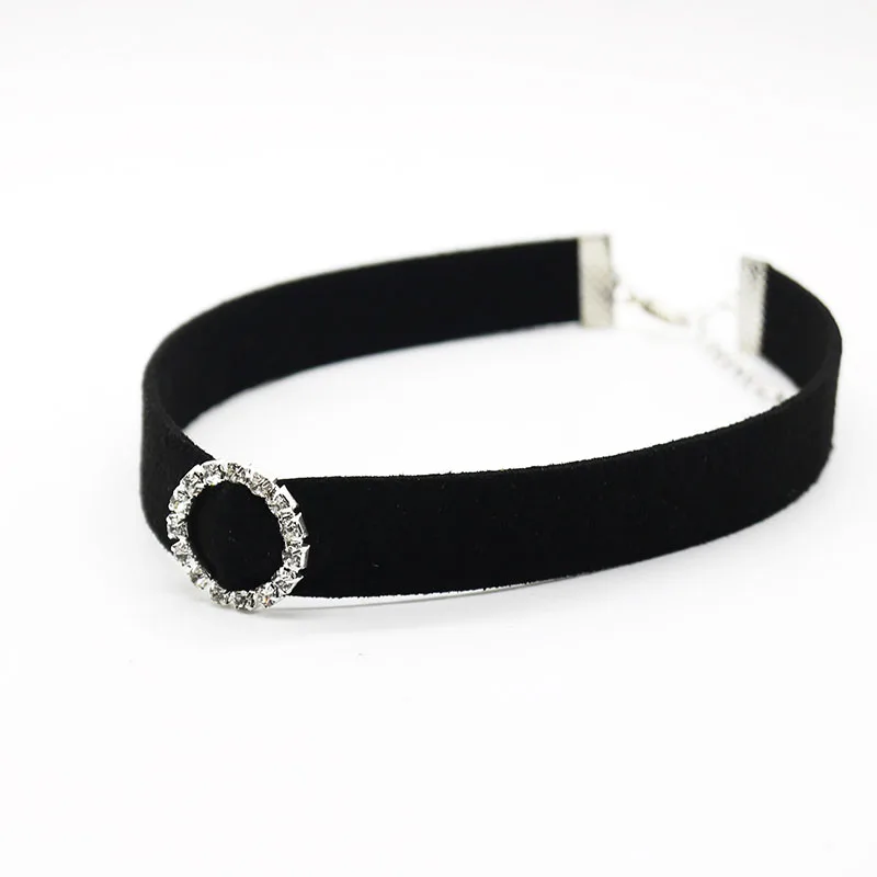 Rhinestone Choker Lace Velvet High Quality Heart Shaped Black Choker Necklace