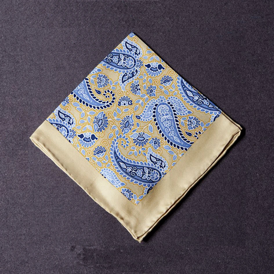 
Custom printed 100% silk men handkerchief 