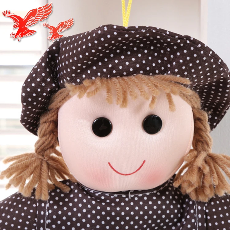 China Factory Wholesale Custom Cartoon Soft Eco-friendly Microfiber Doll Shape Coral Fleece Kids Hanging Hand Towel