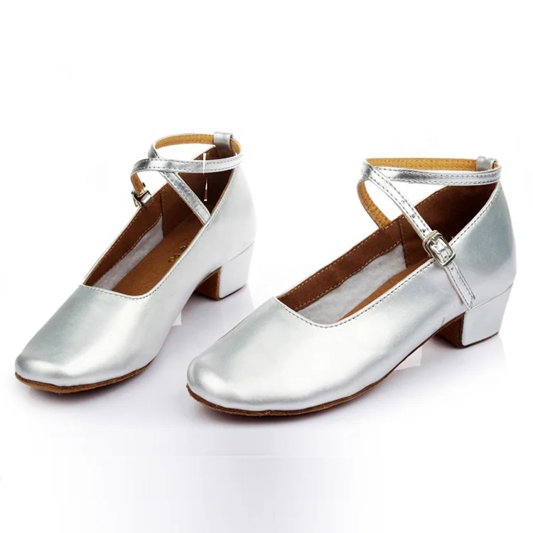 
AY609 TOP PU silver low heel ballroom dance shoes 