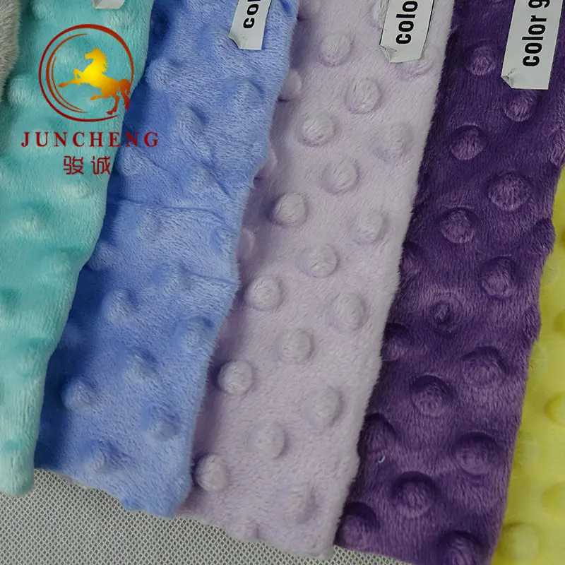 100% polyester knitted super soft hand feeling colorful minky dot fabric