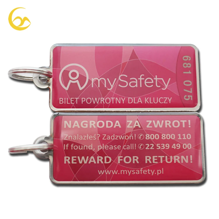
Custom logo safety ID tracking key tag to find lost key chain owner 