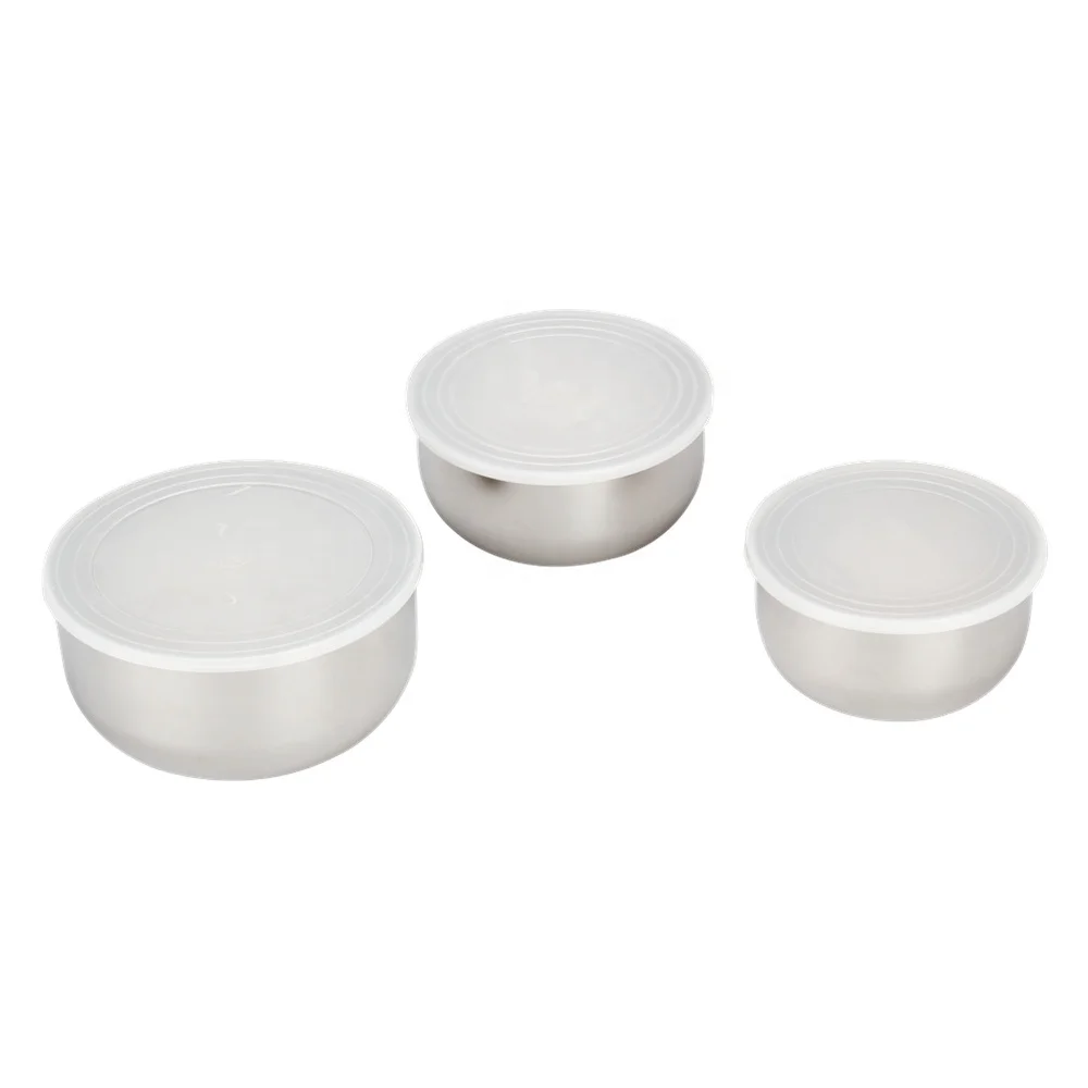  Контейнер для хранения пищи из нержавеющей стали миска смешивания с силиконовой крышкой